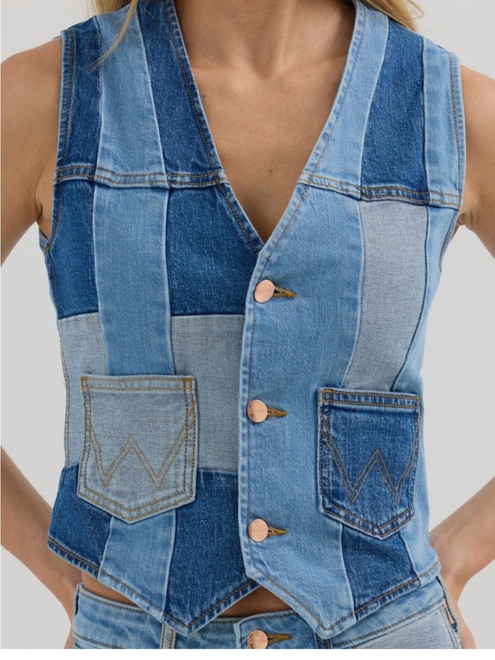 WRANGLER X LAINEY WILSON WOMEN'S PATCHWORK Denim VEST